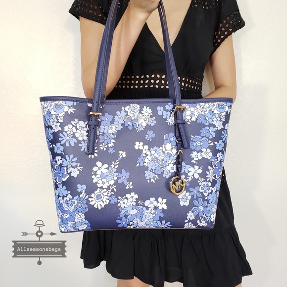 Michael Kors Handbags - NWT Michael Kors Carryall Tote Navy Floral Bag